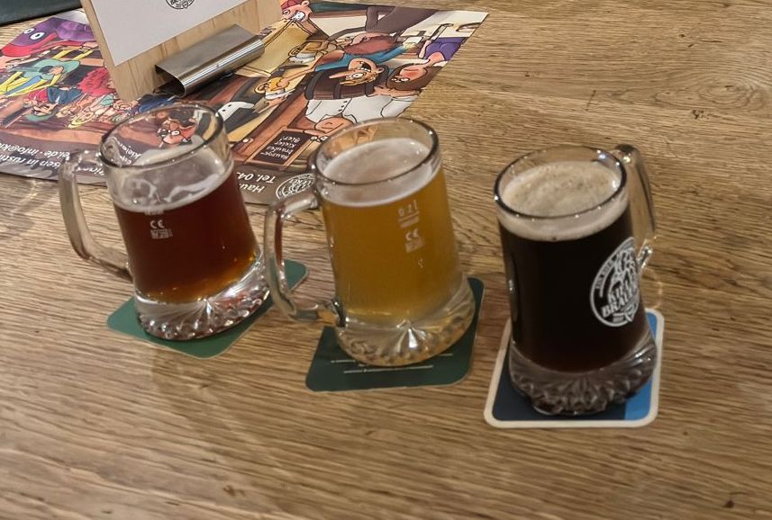 Foto von den drei Bieren vom Bier-Tasting