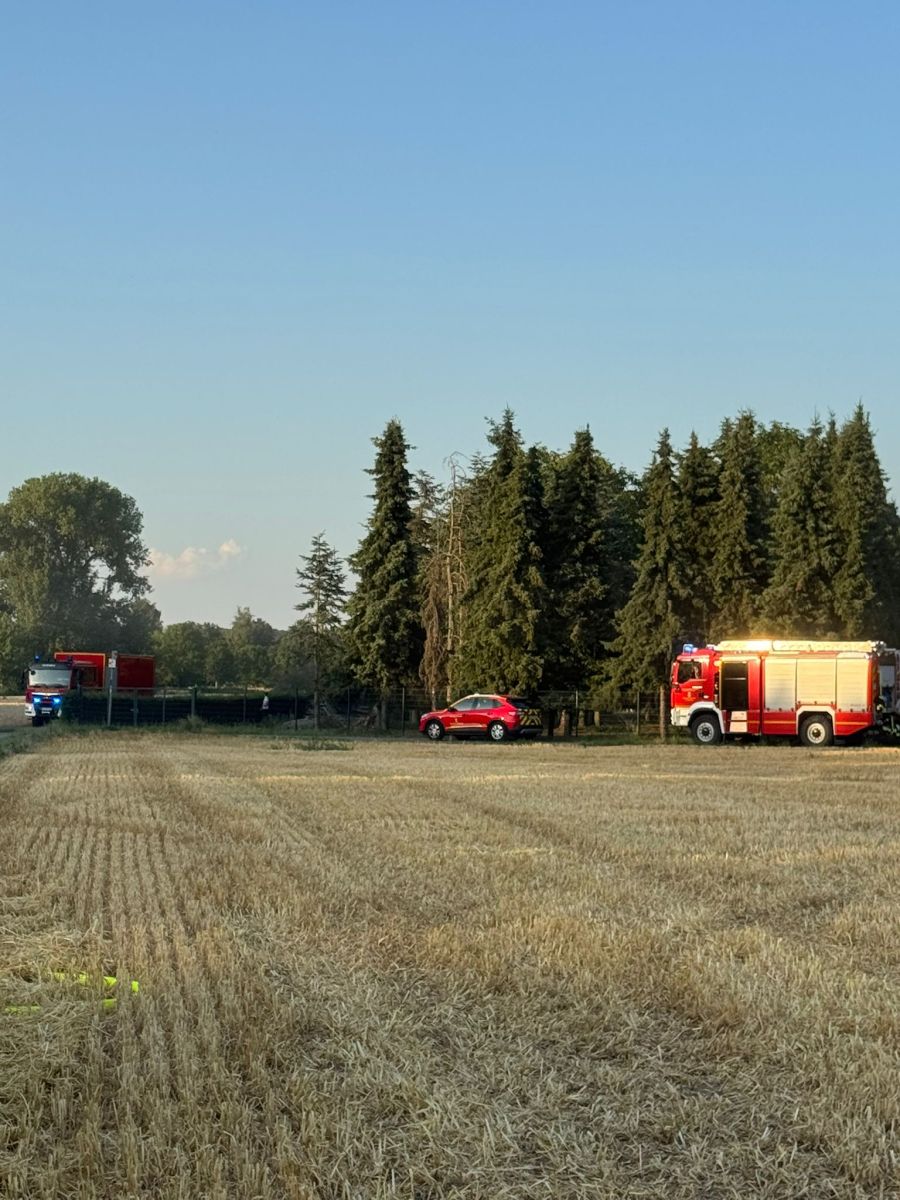 Feuerwehrautos am Feldrand
